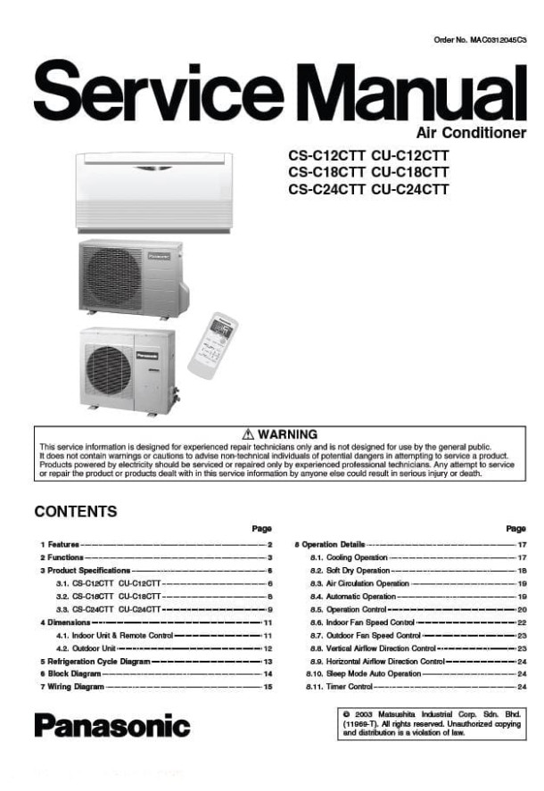 CS-C12CTT, CS-C18CTT, CS-C24CTT, CU-C12CTT